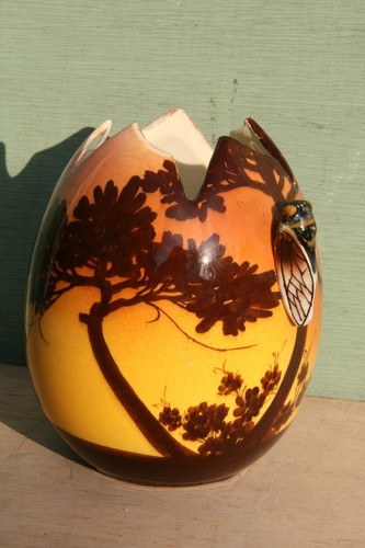 Vase oeuf céramique signé - vase, en
