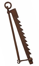 Ancienne Crémaillère en Fer Forgé avec Motifs Epoque 18e 19e / Chaudron Cheminée