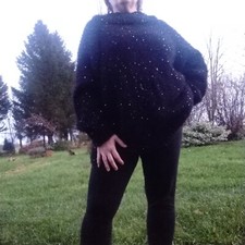 pull tricoté main noir femme