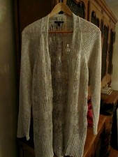 Eileen Fisher Sweater/Woven Wrap Sz L Linen Cotton Blend
