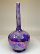 Rare Vase Soliflore Sarreguemines Nº 2271 Art Nouveau  Faïence Mauve Irisée
