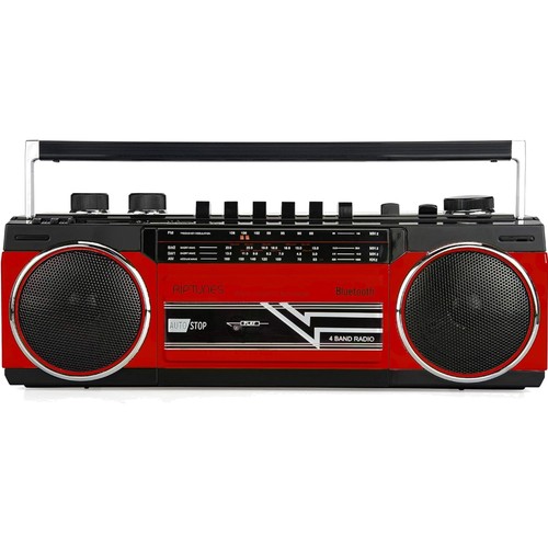 Red retro boombox with - boombox,