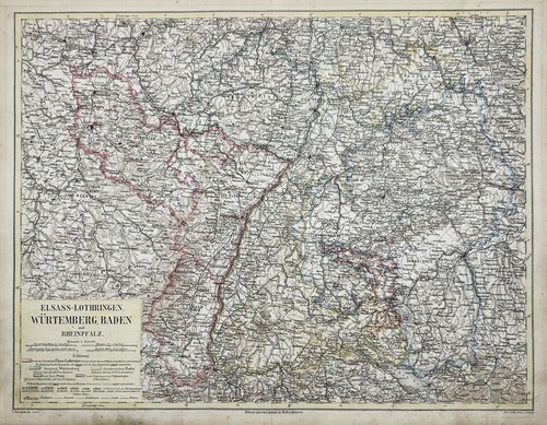 Carte gravure cuivre elsass - carte,
