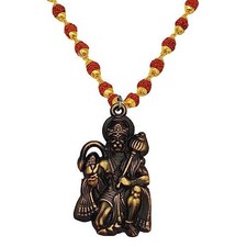 Traditionnel Lord Hanuman Vert Couleur Pendentif Avec Rudraksha Mala For Unisexe