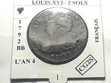 2 Sols Louis XVI 1792 BB -1 L'AN 4 Français