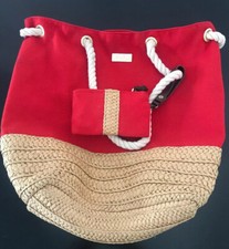 DECLEOR Red Canvas Tote Beach