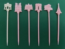 6 Pics Apéritifs cure-dents MONUMENTS DE PARIS Vintage Tour Eiffel Notre-Dame