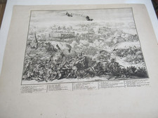 BELLE GRANDE GRAVURE ORIGINALE "BATAILLE DE SENEFFE" Vers 1680 GUERRE HOLLANDE