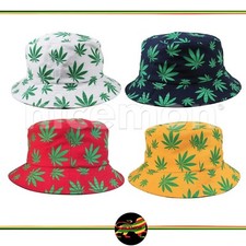Seau Chapeau Casquette Weed Feuille Rasta Reggae Capuchons Cannabis Jamaica 1sz