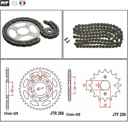 Kit chaine pignon - kit, couronne
