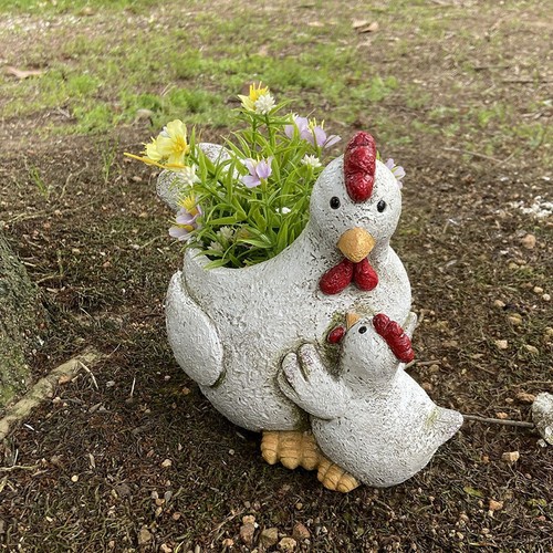 Statue poulet jardinière - statue, poulet,
