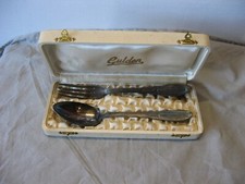 Coffret ancien argenterie 1 fourchette et 1 cuillère période Art Déco Vers 1900