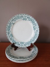 4 Assiettes à dessert  Moulin des Loups & Hamage Modèle Athènes décor vert foncé