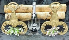 Pair French Antique Brass Bronze Fireplace Andirons Chenets Iron Ornate