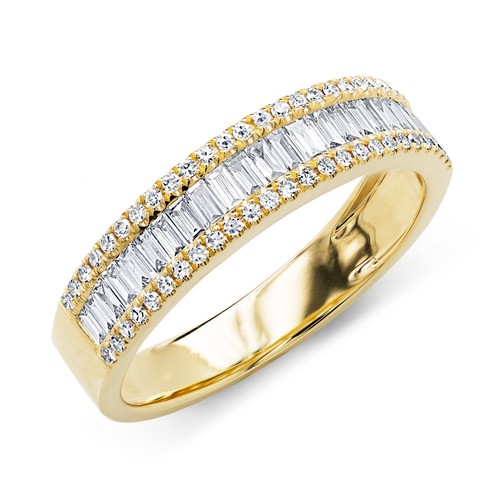 14k jaune diamants baguette - 14k,