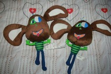 IKEA SAGOSKATT CHIEN MARRON RAYE BLEU VERT DOUDOU PELUCHE 40 CM lot 2   NEUF 