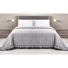 Couvre-lit matelassé à volants en ASSORTI Double Unit Gris/Anthracite