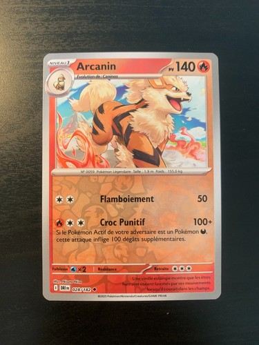 Carte pokémon reverse arcanin - carte,