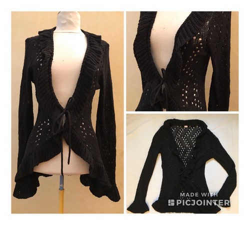Joli gilet mailles noir - gilet,