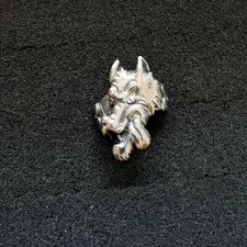 Bague Wolfhead Noir En Argent