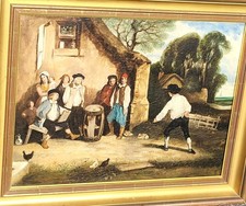 Ecole du XIXe siècle. Les joueurs. Peinture huile sur toile