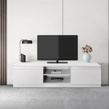 Meuble banc TV robuste blanc avec matériel de montage inclus 120 x 36 x 40 cm