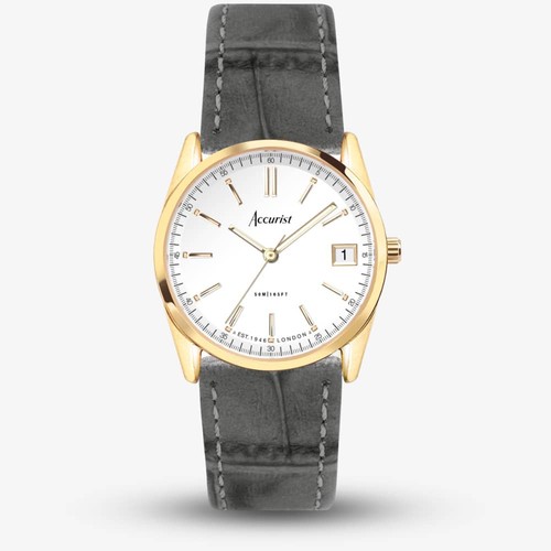 Montre bracelet cuir gris - en,