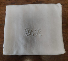 Nappe ancienne lin damassé monogramme YR 165 X 230 cm