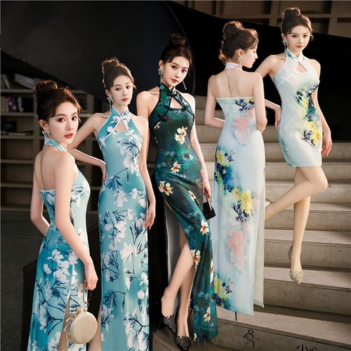 Femme dos qipao satin robe - femme,
