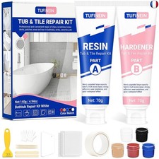 Kit Reparation Baignoire Acrylique Blanc 140g, TUFINEIN Kit Réparation Email 