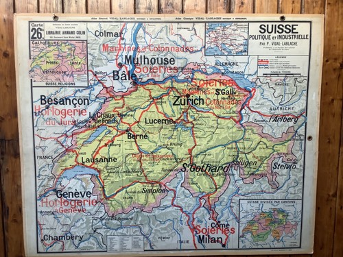 Ancienne carte scolaire vidal - ancienne,