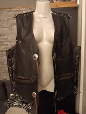 gilet cuir biker Marque Akana Taille Xxl Véritable Cuir
