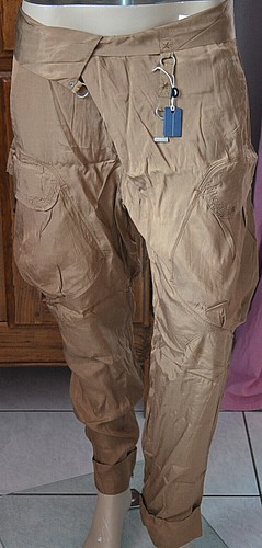 Pantalon satiné marron luxe - pantalon,