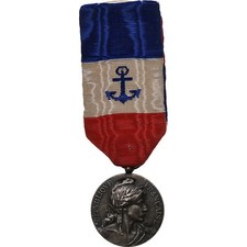 [#395296] France, Marine Marchande, Honneur et Travail, Médaille, 1923, Très bon Q