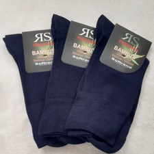 3 Paires Femmes Bambou Chaussettes Extra Souple Bord Sans Caoutchouc Bleu Marine