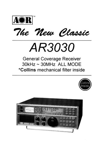 Aor ar3030 operating - operating, manual