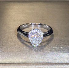 3 CT Blanc Poire Forme Traitée Bague Diamant VVS1 Certifié ! de Fiançailles