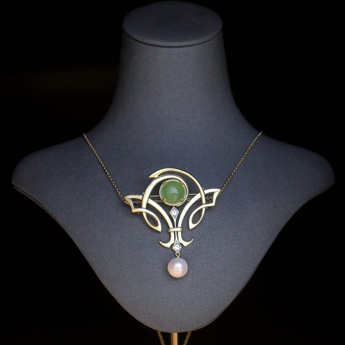 Collier pendentif broche doré - collier,