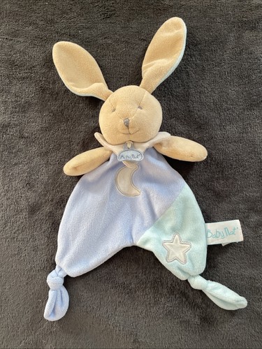 Doudou lapin plat bleu beige - lapin,