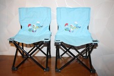 2 PETITES CHAISES PLIANTES DE CAMPING OU JARDIN POUR ENFANTS / DECO SCHTROUMPF