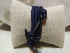 Bracelet cordage nautique avec ancre, bleu marine, réglable. Neuf