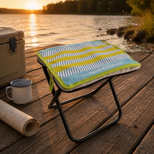 Tabouret portable pliant rayé - tabouret,