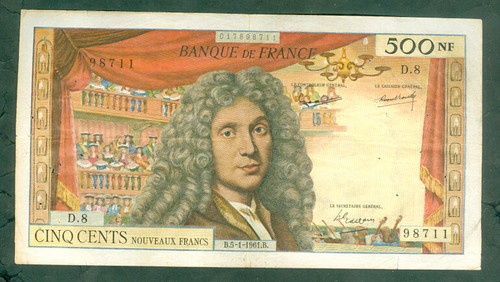 Rare billet 500nf molière - rare,