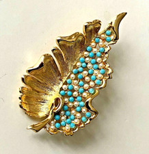  BROCHE ancienne FEUILLE