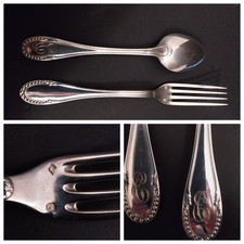 COUVERTS en ARGENT MASSIF 925/1000e Poinçon Minerve Monogramme