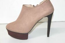 ZARA Basic Escarpins Boots Simili Daim Beige Talons Aiguilles Hauts T 39 TBE