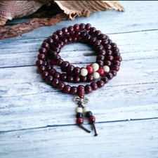 Mala bracelet rouge foncé en perles de bois de 8mm perle prière #59
