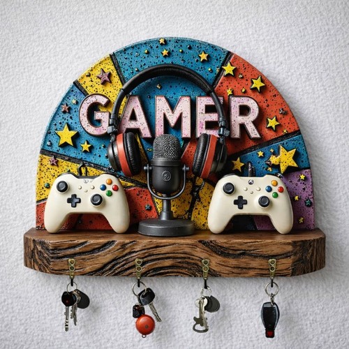 Porte clé mural - gamer, jeux