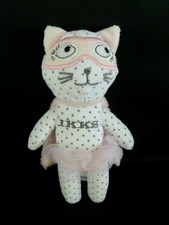 N6- DOUDOU PELUCHE CHAT IKS MASQUE BLANC ROSE CAPE POIS - EXCELLENT ETAT