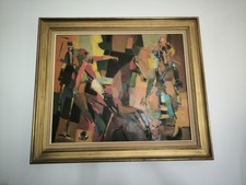 SUPERBE TABLEAU CUBISME ! DE JEAN CHEVOLLEAU ! POLO ! GRAND FORMAT 20F DATÉ 74